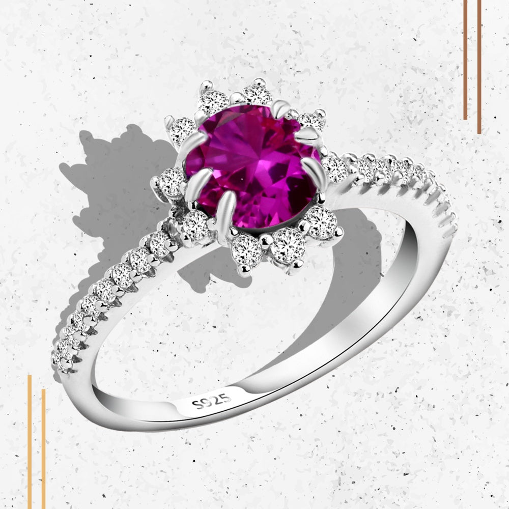 خاتم زهرة الياقوت – فضة عيار 925