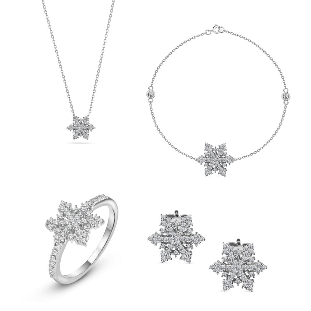 طقم وردة الجليد – فضة إيطالي عيار 925 مطلي بالبلاتين