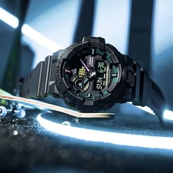 ساعة يد كاسيو جي شوك رياضية أنالوج ديجيتال بسوار رزين أسود للرجال