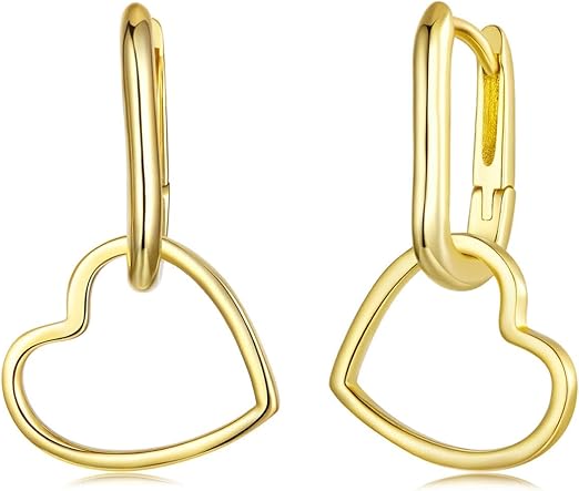 حلق "القلب الذهبي" فضة عيار 925