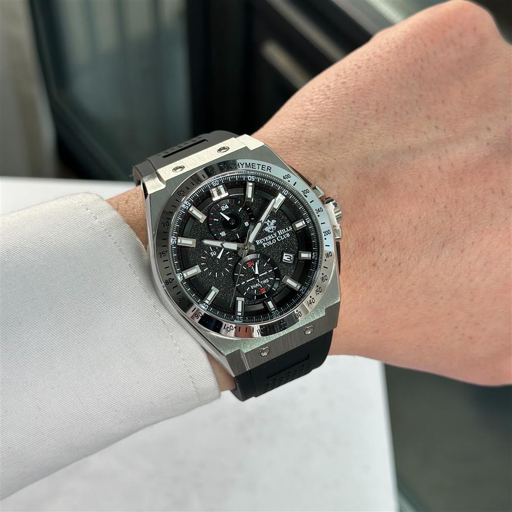 BP3541X.351 - ساعة يد بيفرلي هيلز بولو كلوب بسوار مطاط متعددة الوظائف رجالي