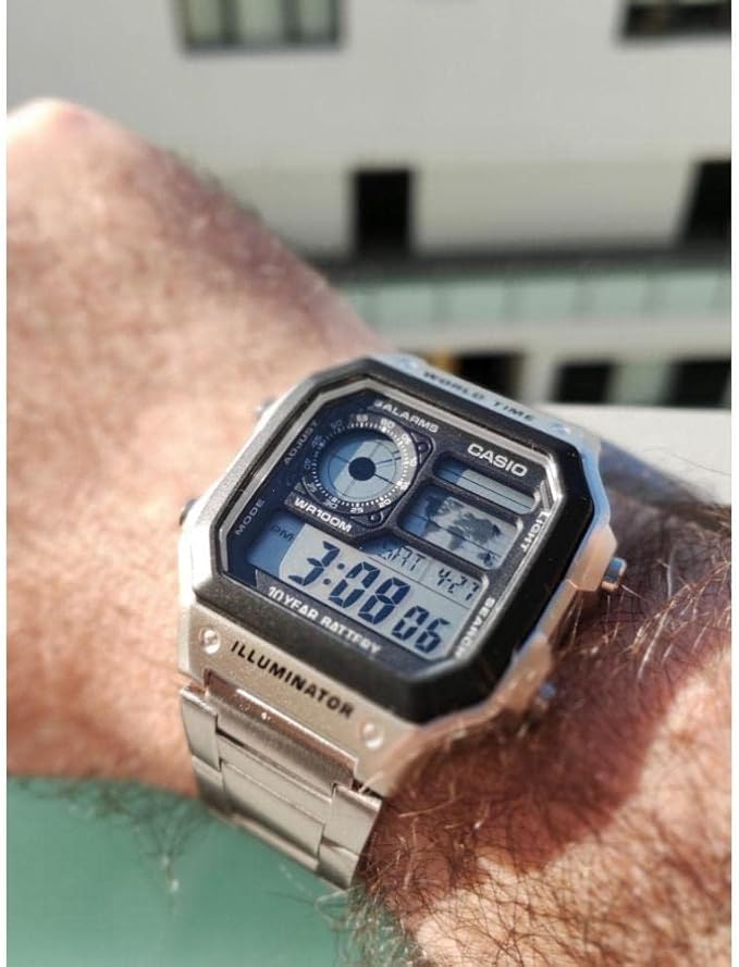 ساعة كاسيو رقمية للرجال بسوار ستانلس ستيل | فتحي إبراهيم