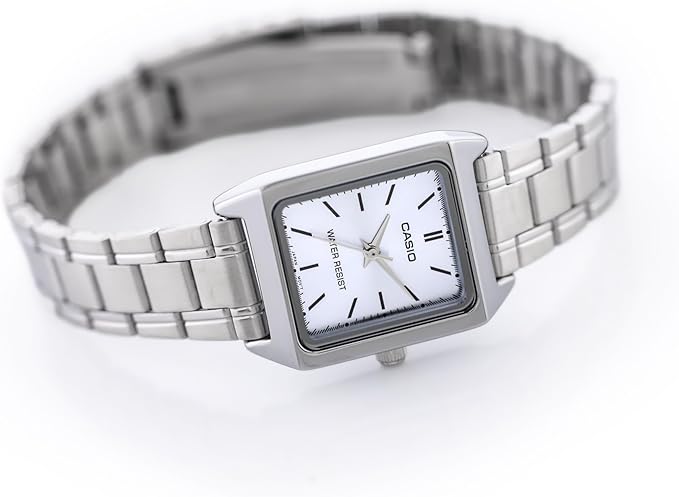 Casio Women's Watch with Stainless Steel Bracelet and Silver Rectangular Dial
