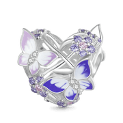 Heart Shaped Butterfly Charm - 925 Sterling Silver