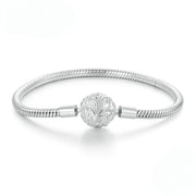 charm bracelet 925 Sterling Silver with a Delicate Circular Floral Design