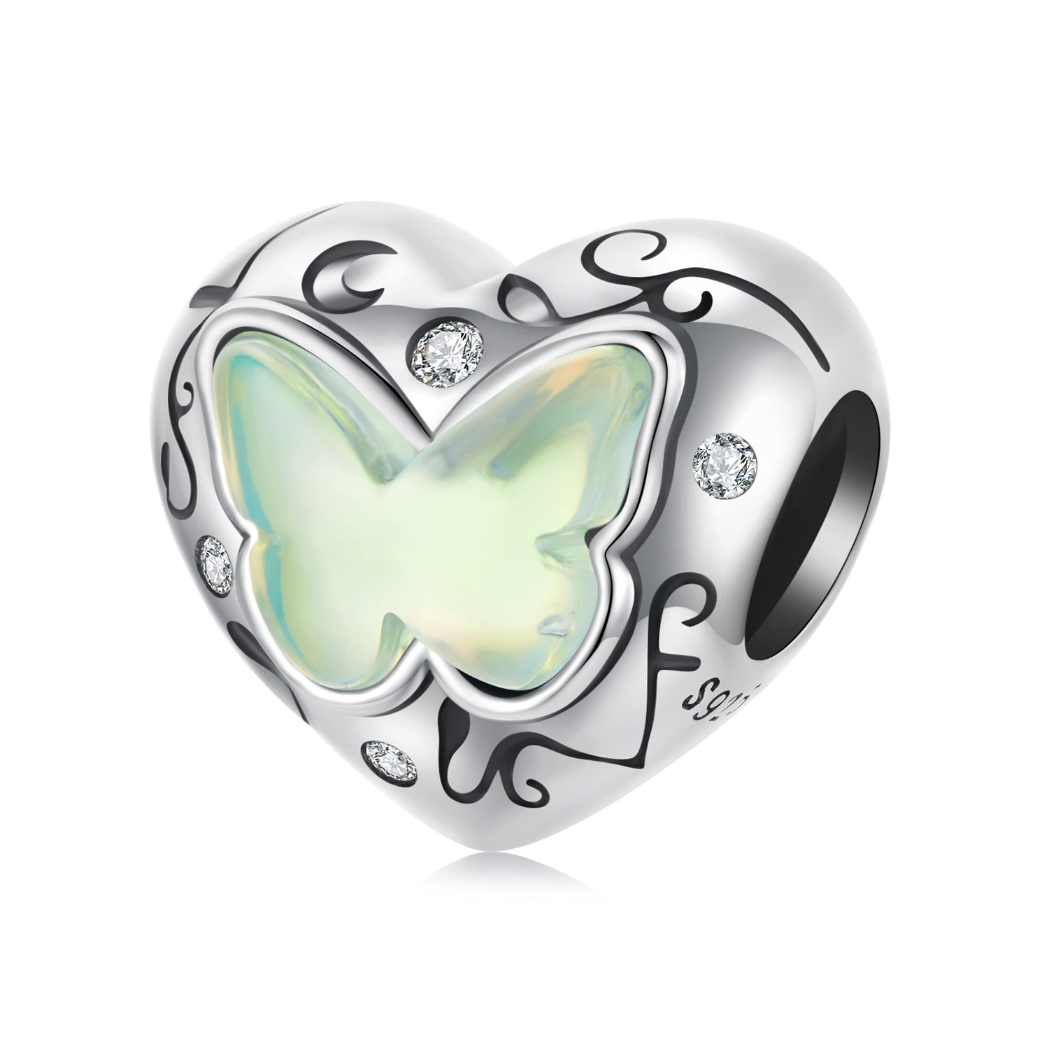 "Butterfly Heart"925 Sterling Silver Charm