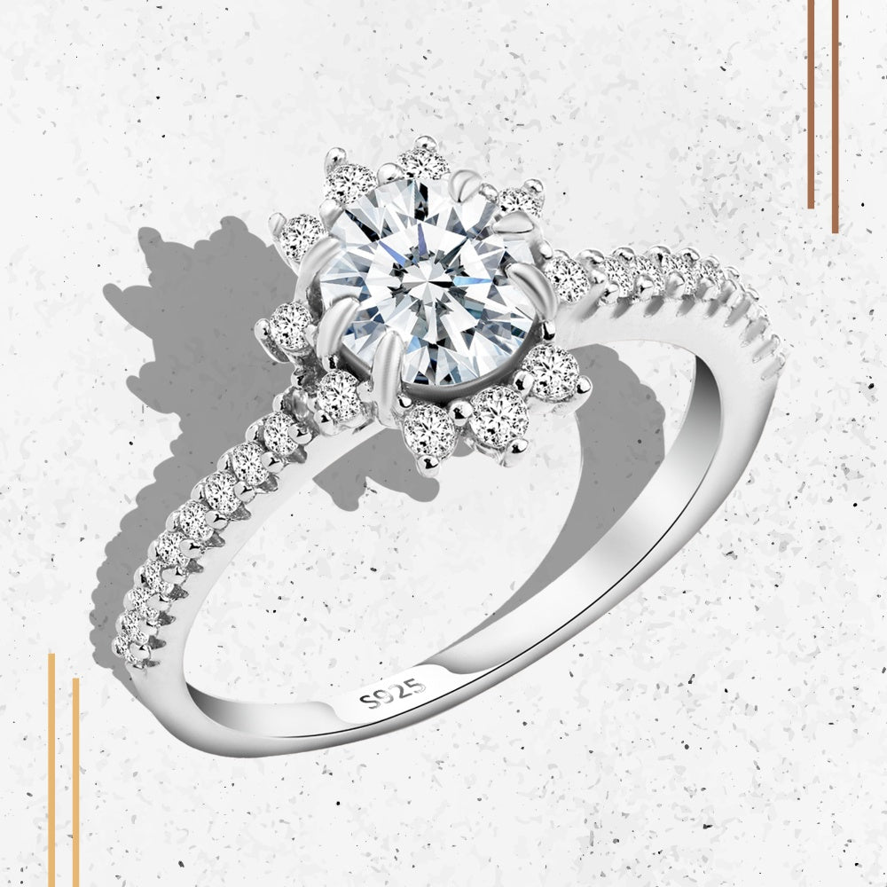 خاتم إشراقة الموزنايت – فضة عيار 925