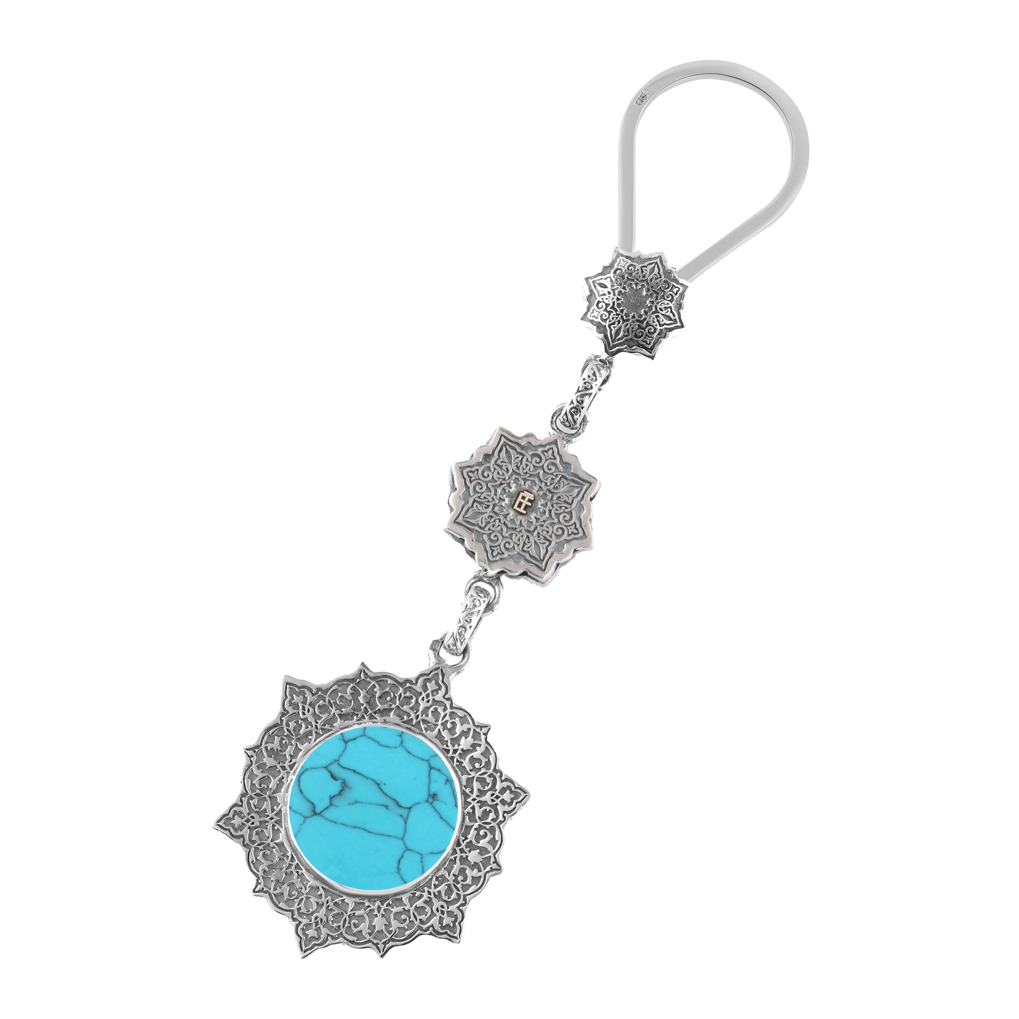 "In My Heart Always" Love Keychain – Egyptian Silver 800 with Turquoise Stone