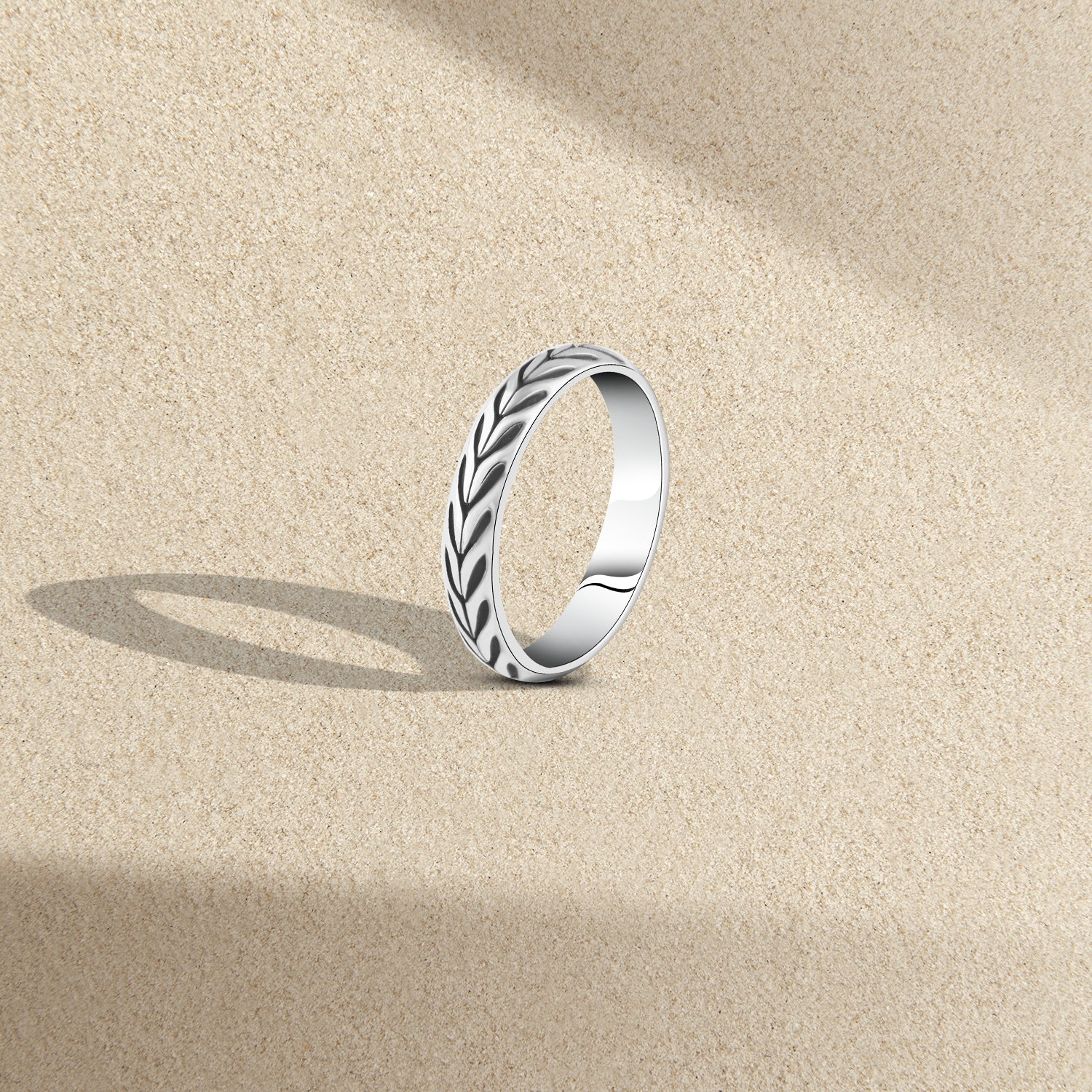 Engagement Ring For Men With A Handcrafted Design In The Shape Of Wheat Ears
