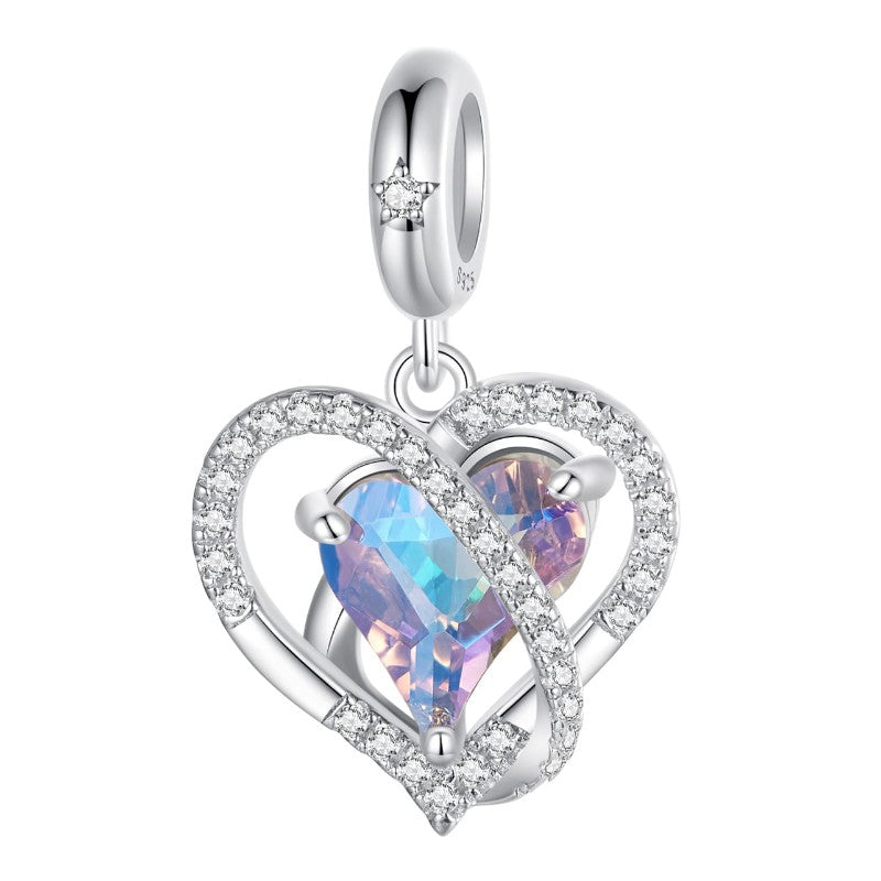 Interweaving Heart Charm - 925 Sterling Silver