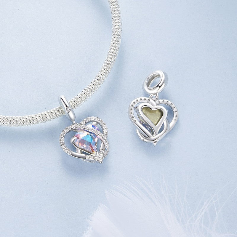 Interweaving Heart Charm - 925 Sterling Silver