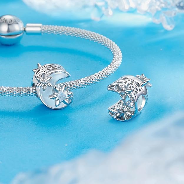Snow Moon Charm - 925 Sterling Silver