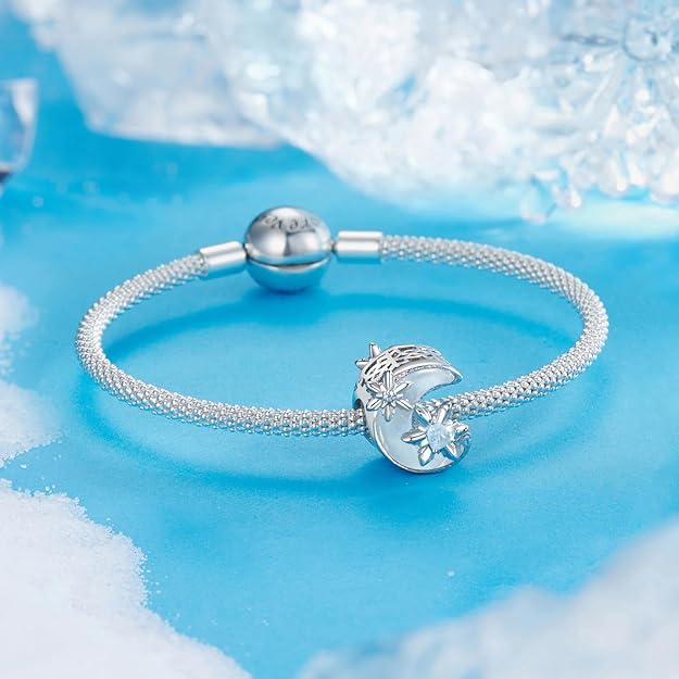 Snow Moon Charm - 925 Sterling Silver