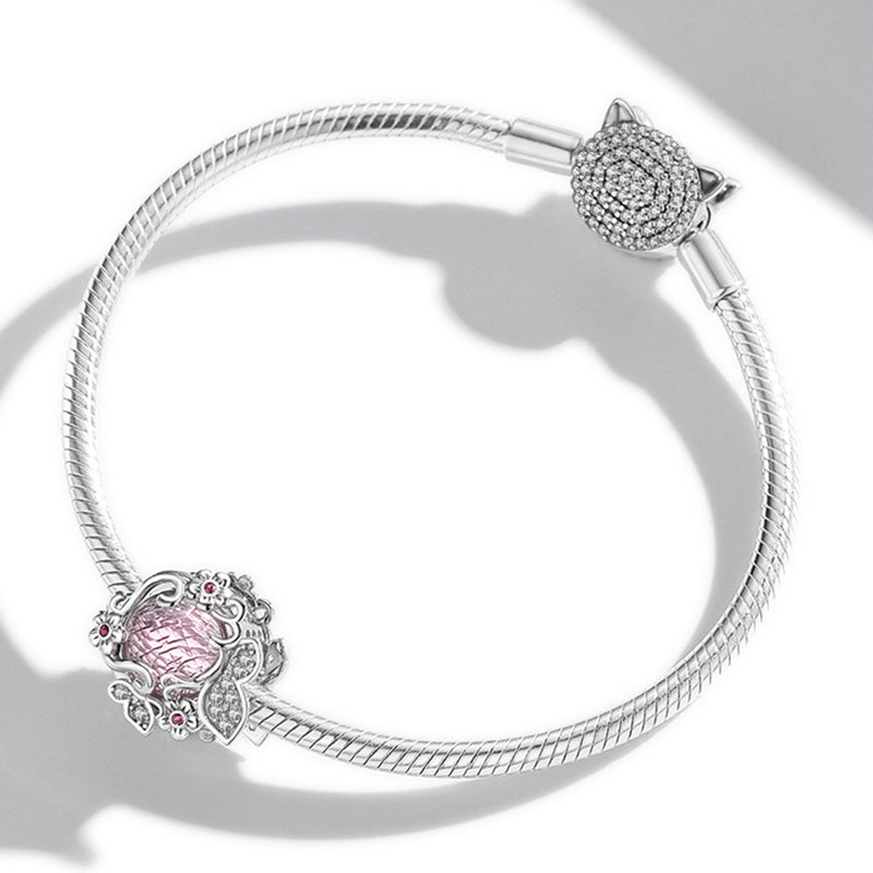 Beautiful Butterfly Pink Zircon 925 Silver Charm