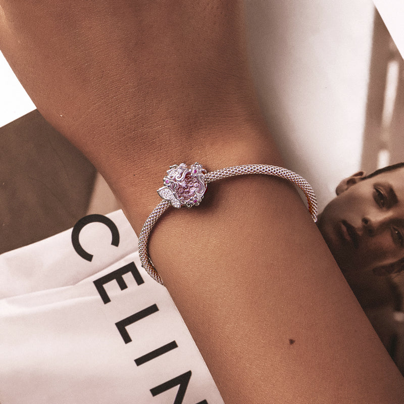 Beautiful Butterfly Pink Zircon 925 Silver Charm