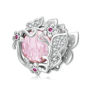 Beautiful Butterfly Pink Zircon 925 Silver Charm