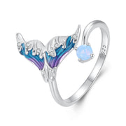 Mermaid Tail Ring – 925 Sterling Silver with Ocean-Inspired Design and Sparkling Stones