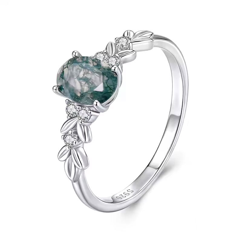 خاتم متوج بحجر العقيق الشجري فضة عيار 925