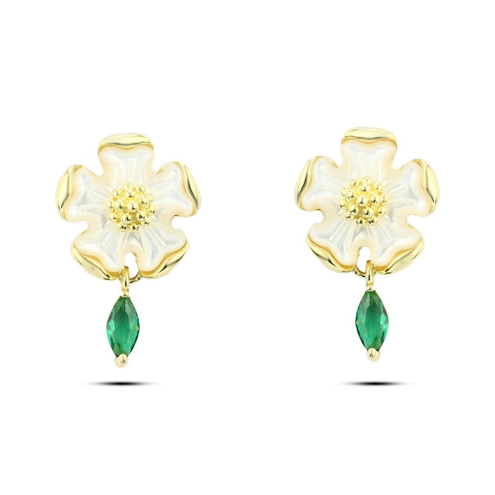 حلق فضة عيار 925 على شكل زهرة عباد الشمس