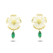 حلق فضة عيار 925 على شكل زهرة عباد الشمس