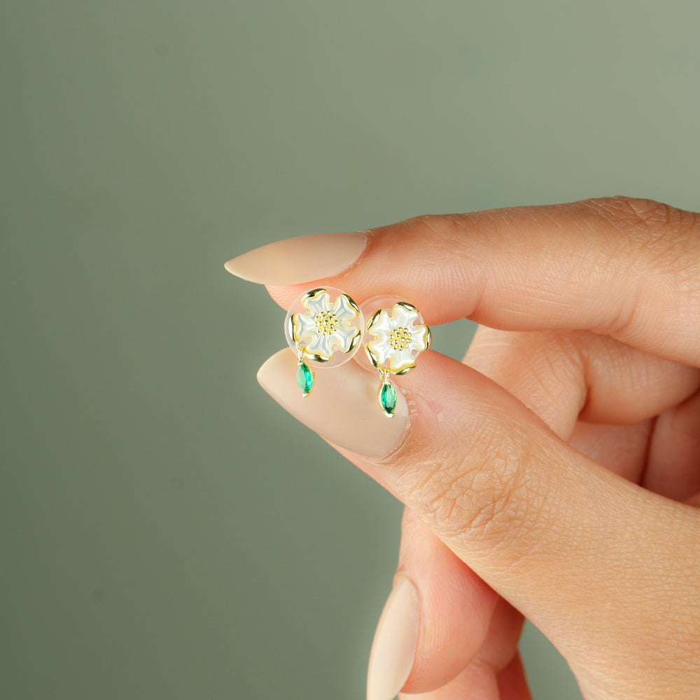 حلق فضة عيار 925 على شكل زهرة عباد الشمس