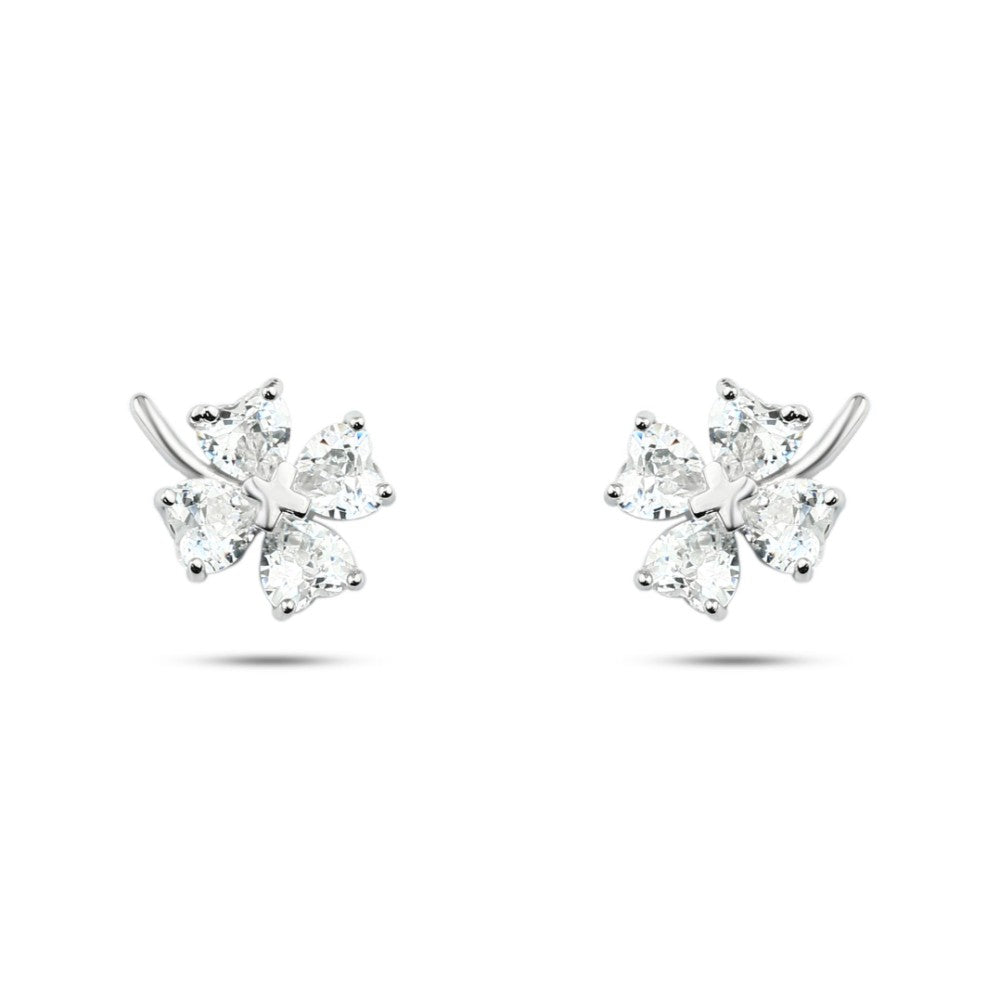 حلق فضة عيار 925 على شكل زهرة