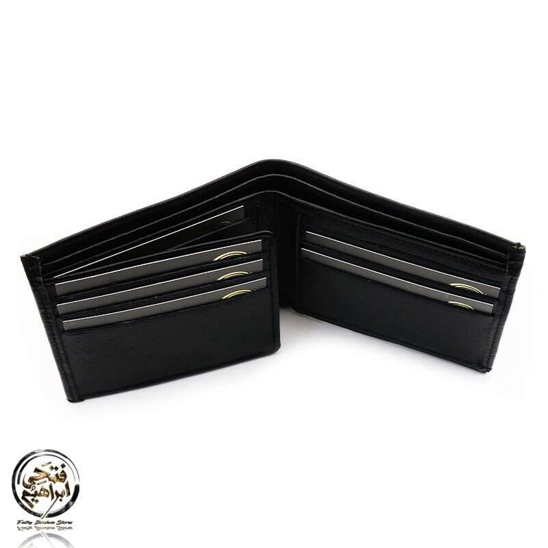 محفظة جلد طبيعي للرجال من سيفن كيه, أسود
