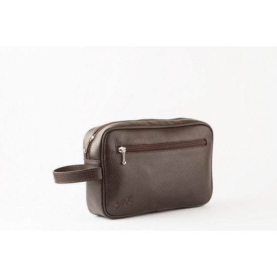 شنطة يد جلد طبيعي بمقبض , جيب في المنتصف و جيب أمامي للرجال من سيفن كيه, بني