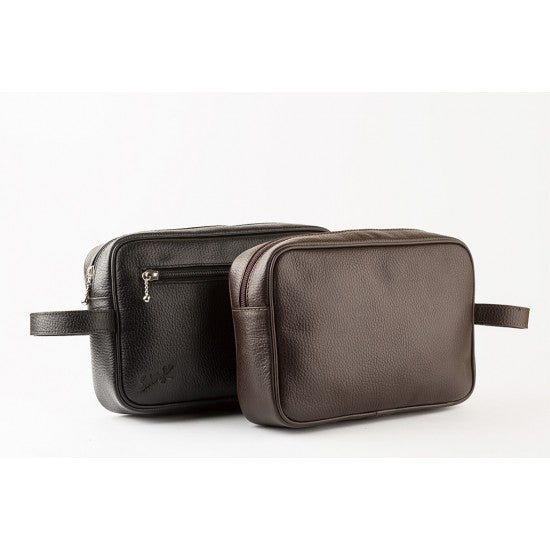 شنطة يد جلد طبيعي بمقبض , جيب في المنتصف و جيب أمامي للرجال من سيفن كيه, بني