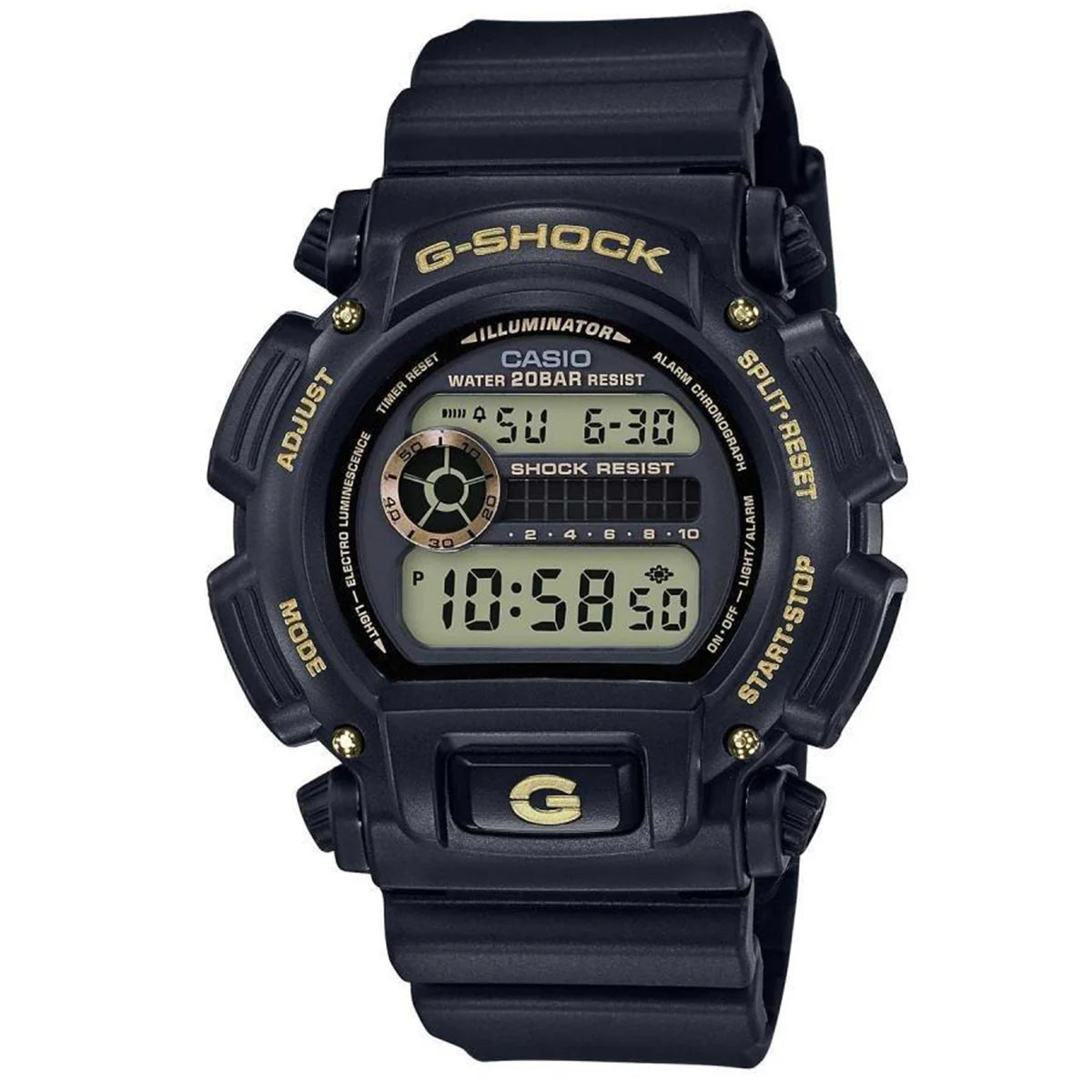 DW-9052GBX-1A9DR - ساعة يد كاسيو جي شوك ديجيتال رياضية كاجوال بسوار رزين للرجال
