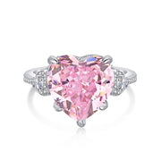 Rose Heart Ring – 925 Sterling Silver with Natural Pink Crushed Ice Stone in a Royal Design