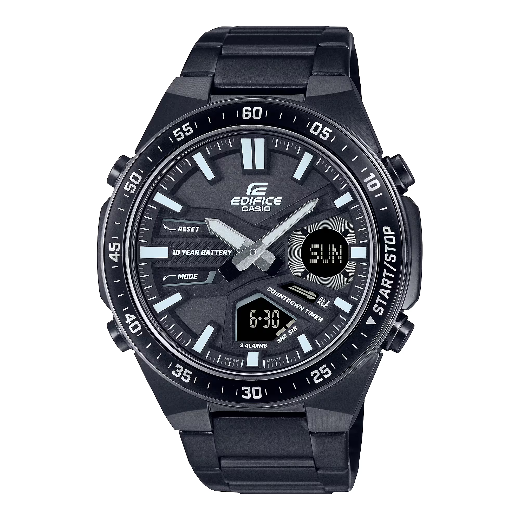 Casio Edifice Analog Digital Stainless Steel Black Dial Quartz EFV
