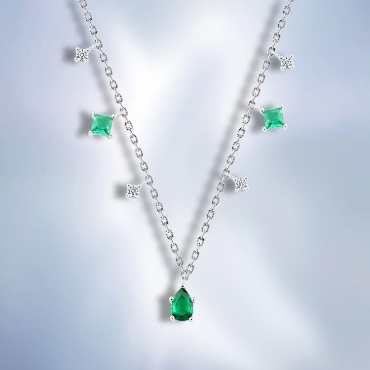 عقد "إشراقة خضراء" – فضة عيار 925