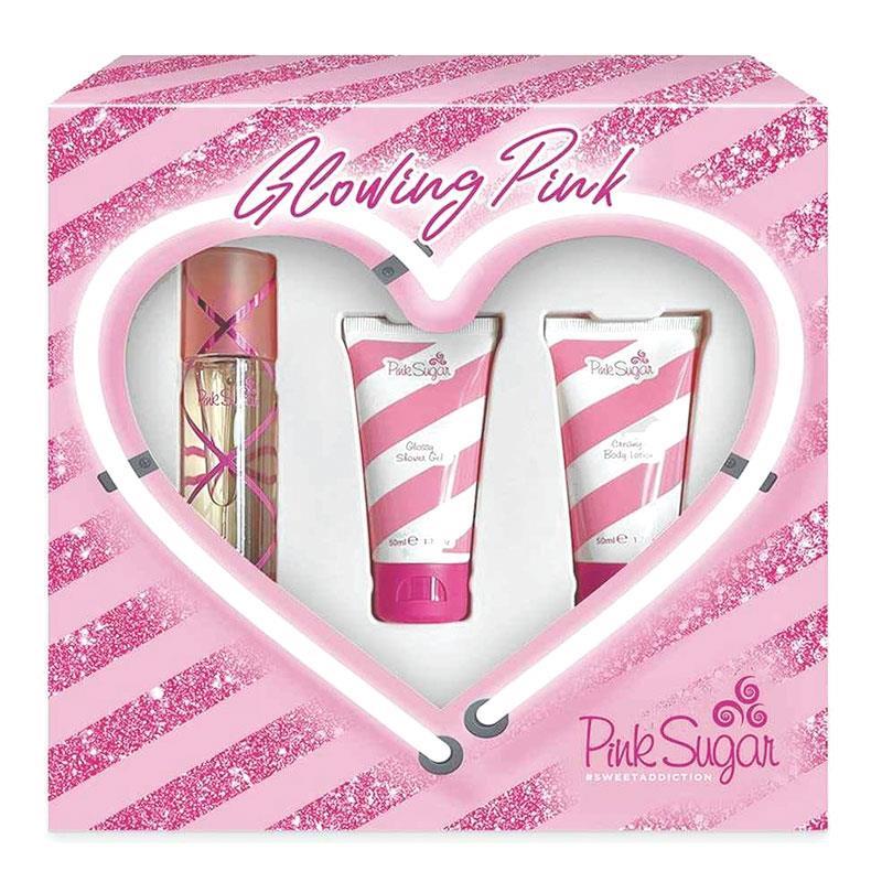 AQUOLINA PINK SUGAR GLOWING PINKSWEET ADDICTION (W) SET EDT 50ML + BL 50ML +SG 50 MAQUOLINA