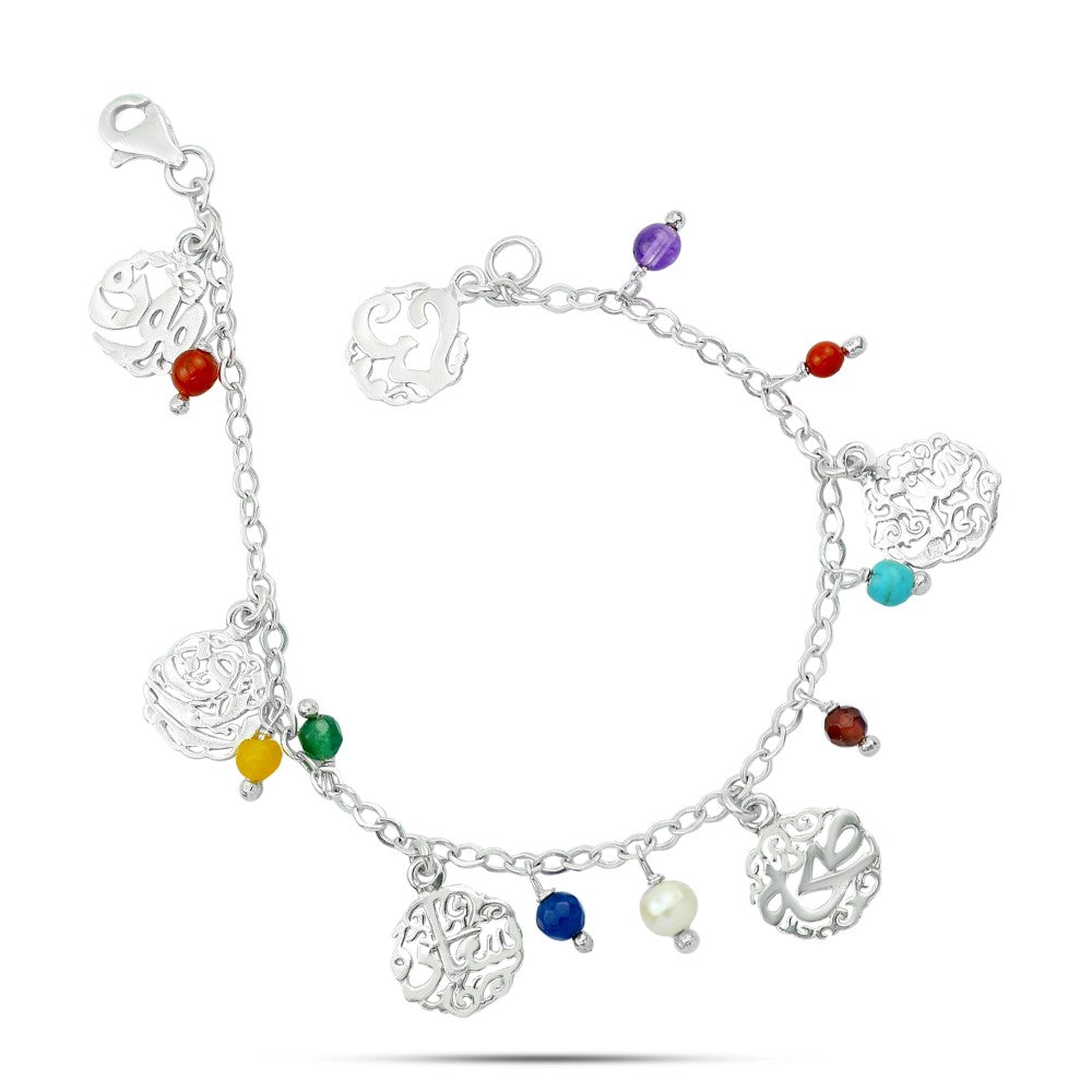 خلخال الأمنيات فضة عيار 925 بأحجار متنوعه