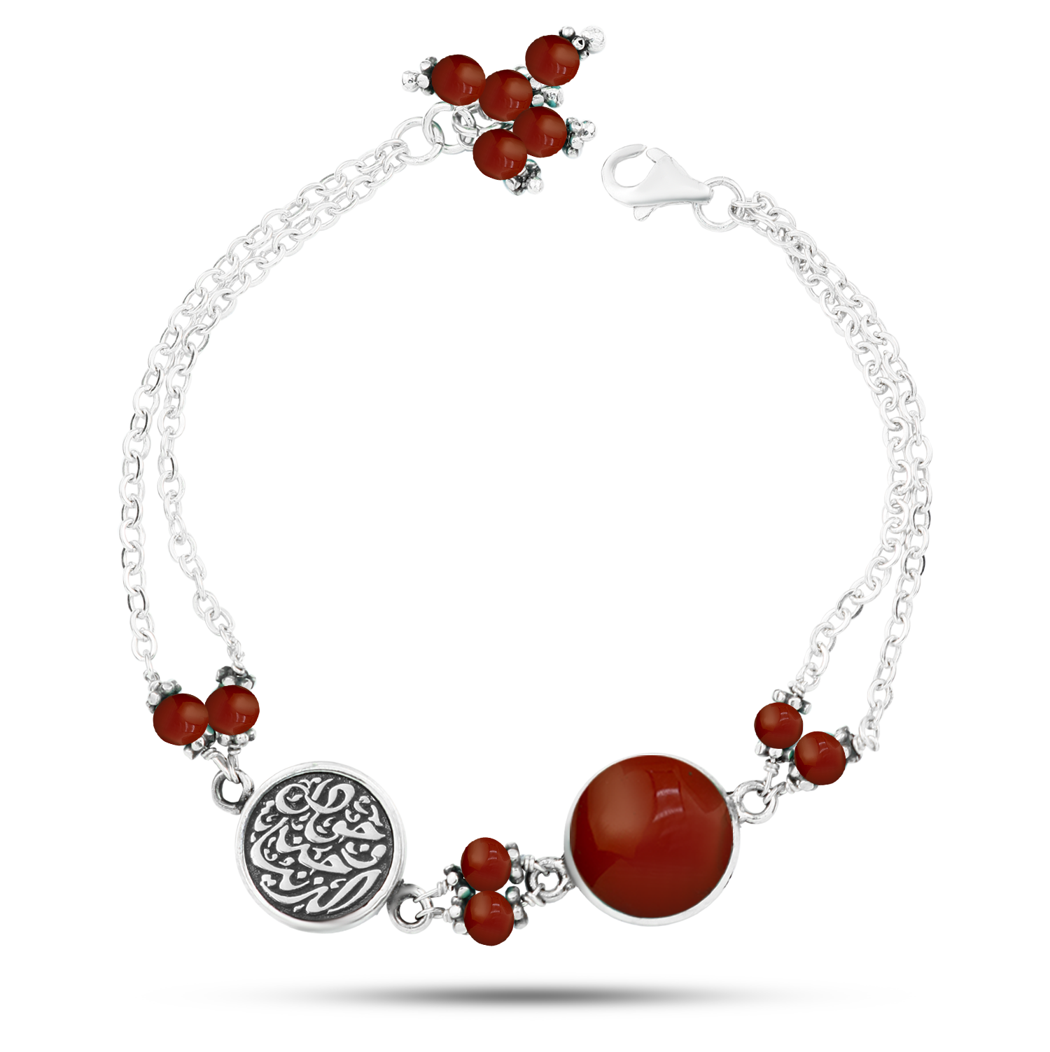 انسيال فضة 925 بحجر عقيق مزخرف بجملة "وجودك جنة الدنيا