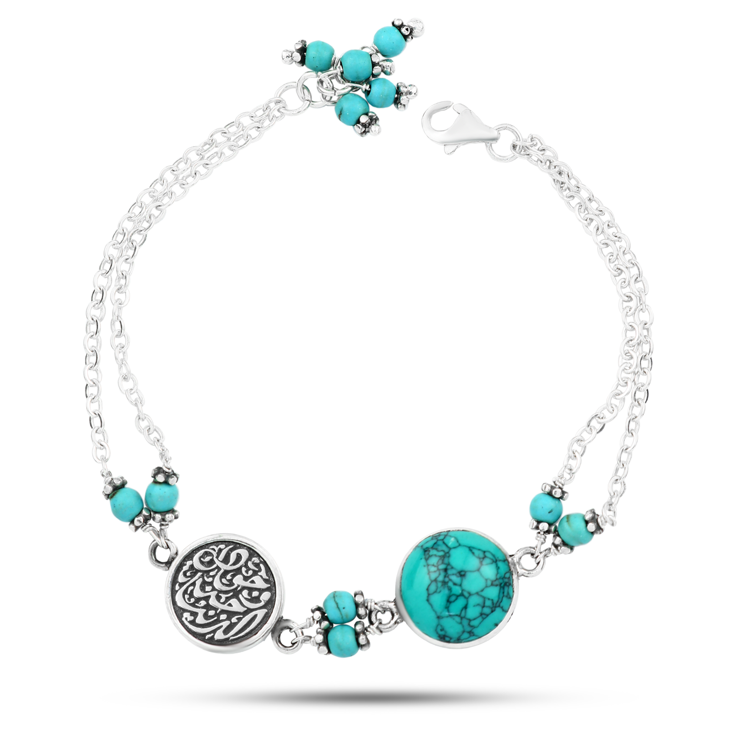 " انسيال فضه مصري حريمي فيروزي  عيار 925 "وجودك جنه الدنيا