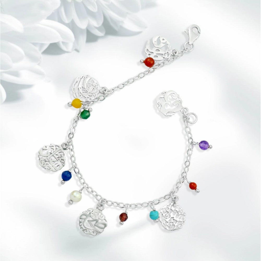سوار الأمنيات – فضة وزينة أحجار ملونة