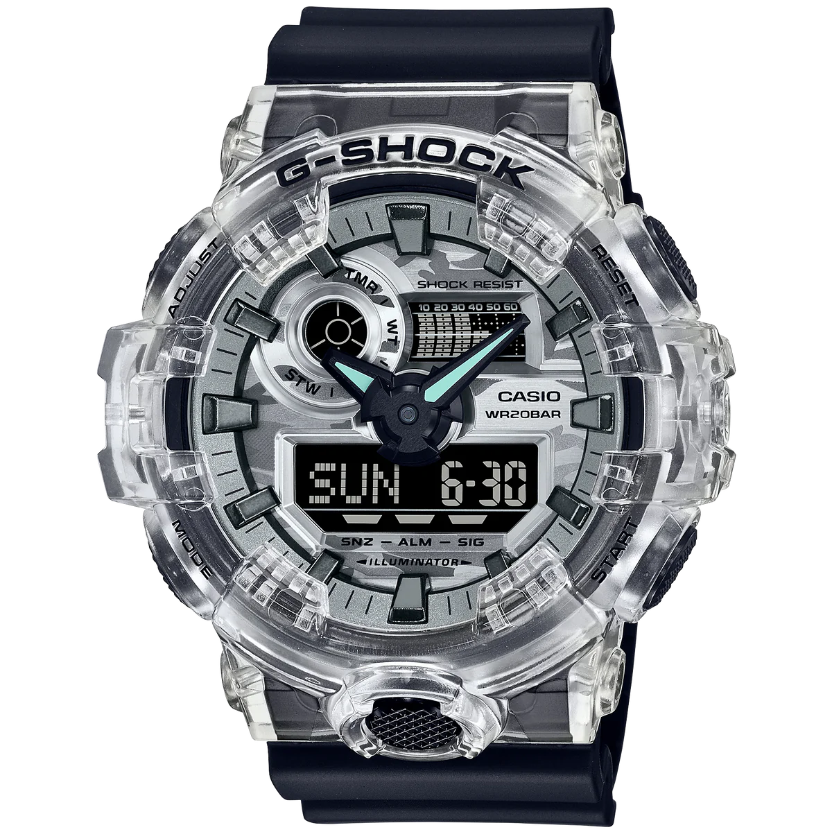 GA-700SKC-1ADR - ساعة يد كاسيو جي شوك ديجيتال رياضية كاجوال بسوار رزين للرجال