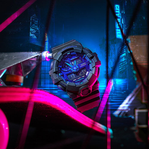 GA-700VB-1ADR - ساعة يد كاسيو جي شوك ديجيتال رياضية كاجوال بسوار رزين للرجال