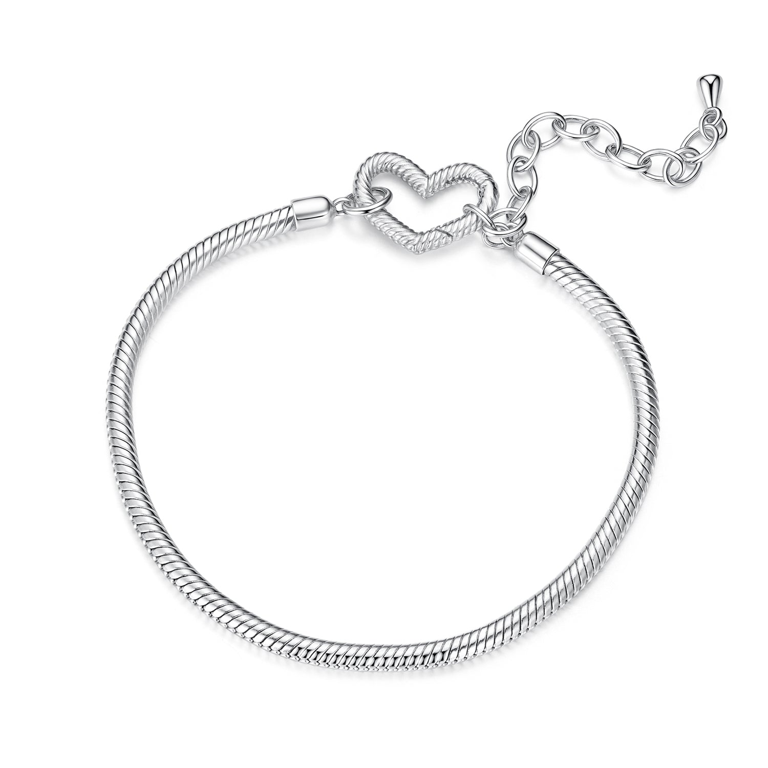 "Open Heart" 925 Sterling Silver Bracelet