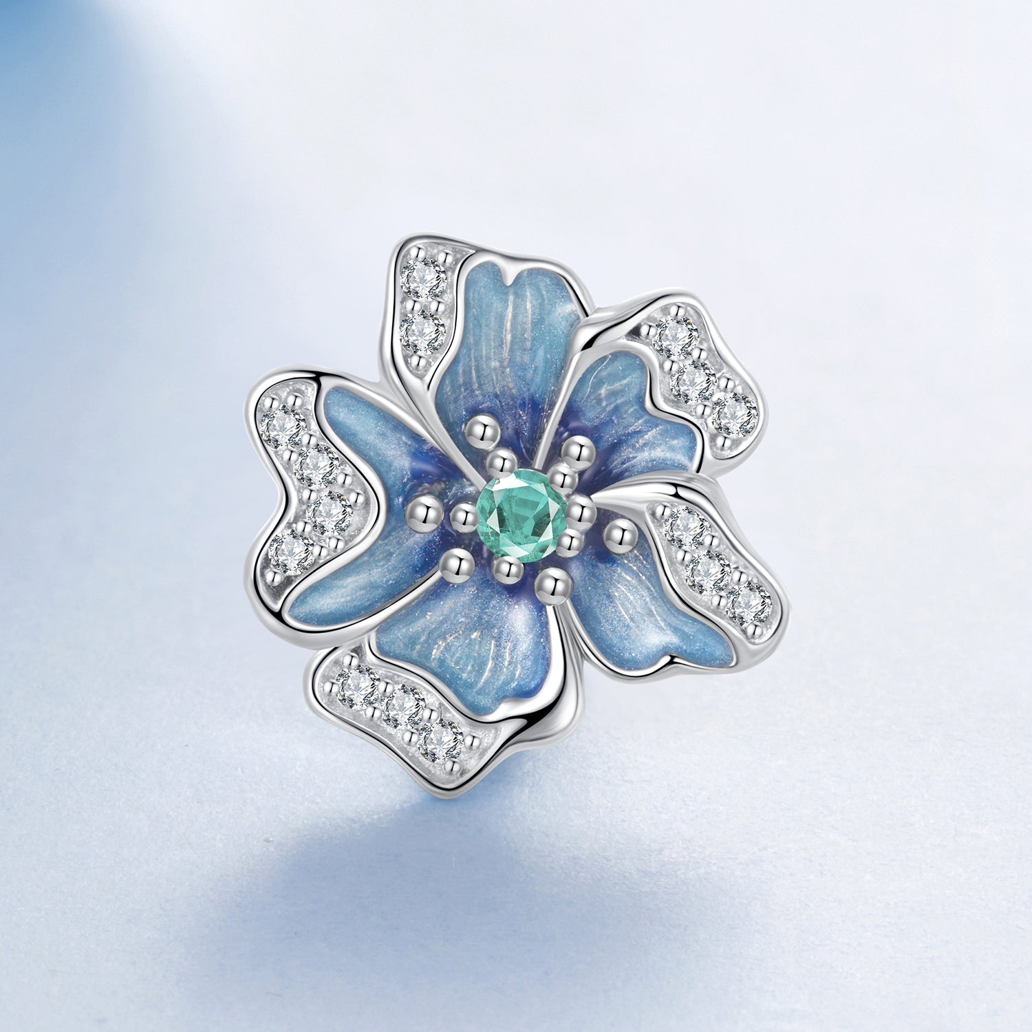 " Blue Rose "925 Silver Charm