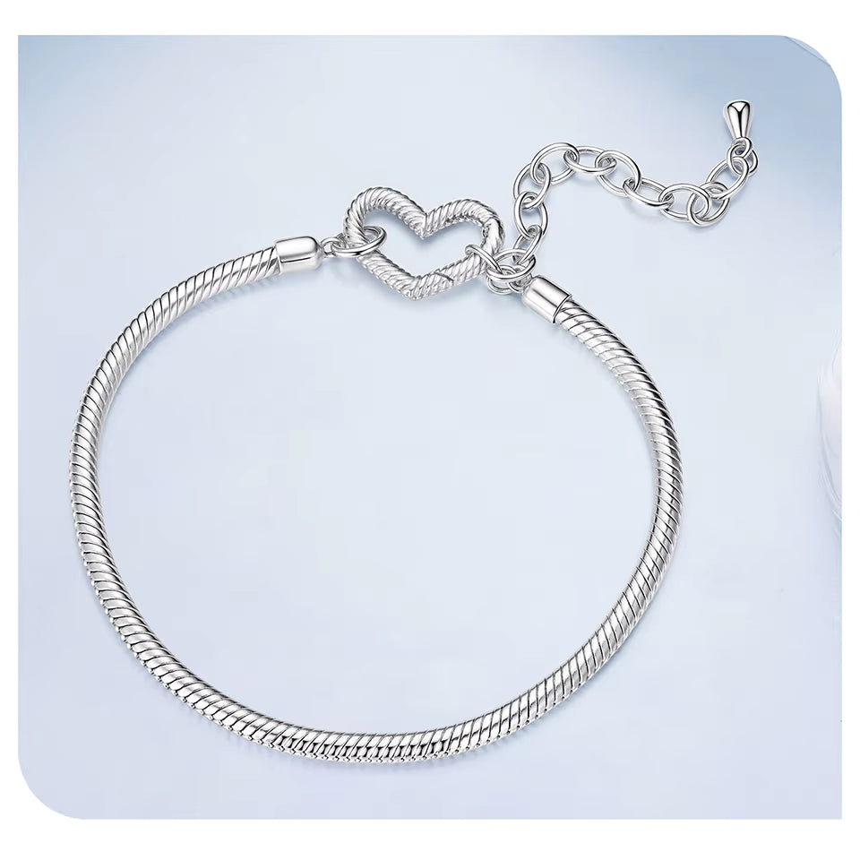 "Open Heart" 925 Sterling Silver Bracelet
