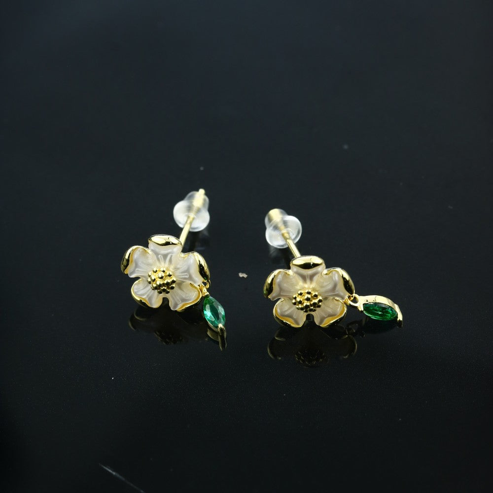 حلق فضة عيار 925 على شكل زهرة عباد الشمس