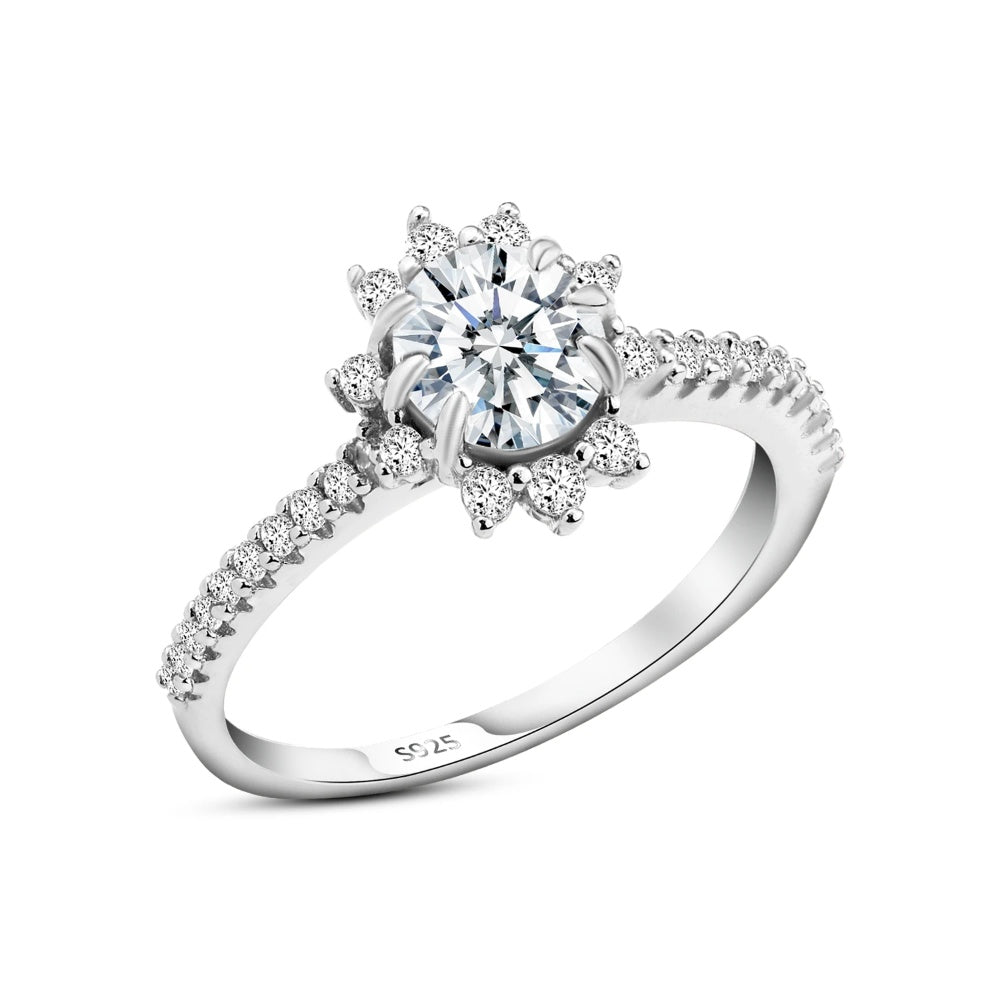 خاتم إشراقة الموزنايت – فضة عيار 925