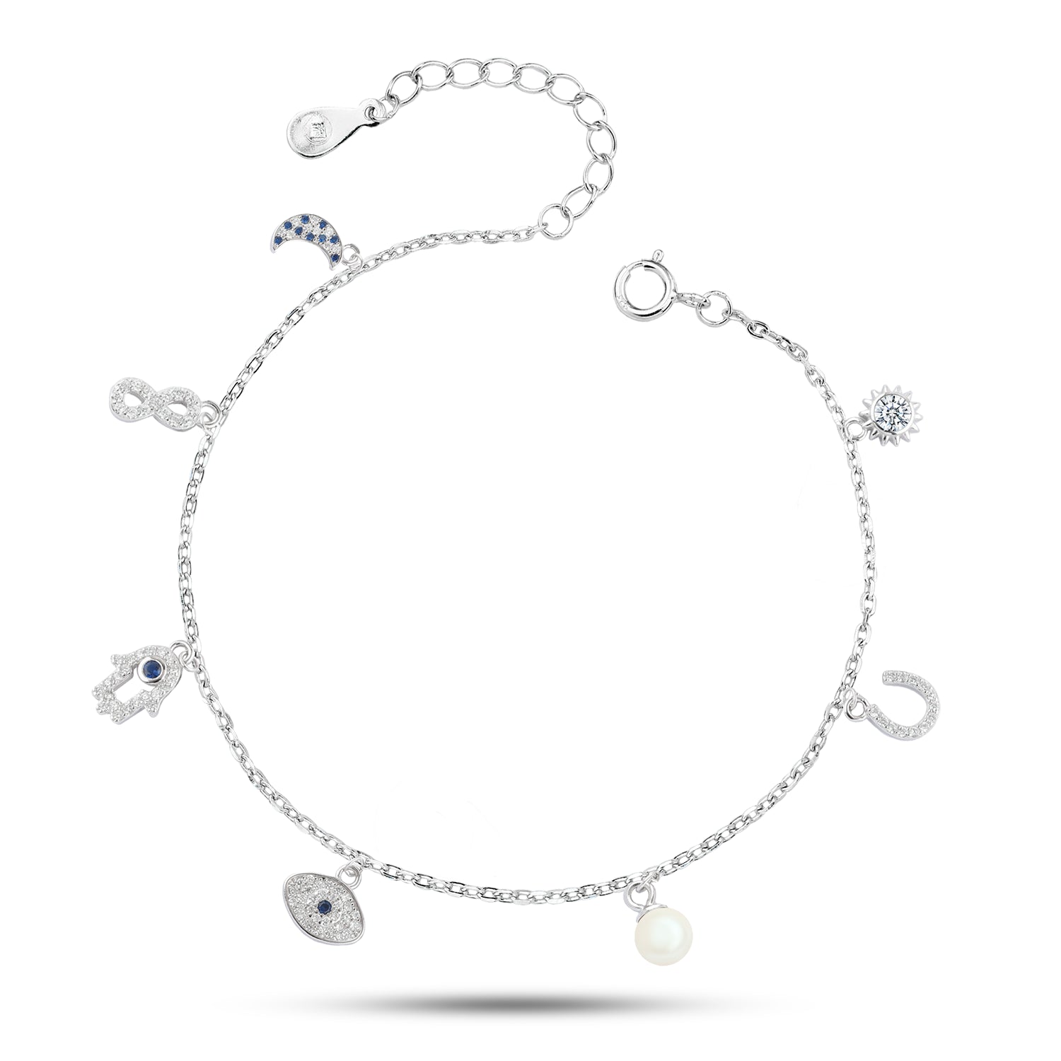 خلخال أسرار الكون – فضة  925 بتصاميم رمزية ولؤلؤة ساحرة