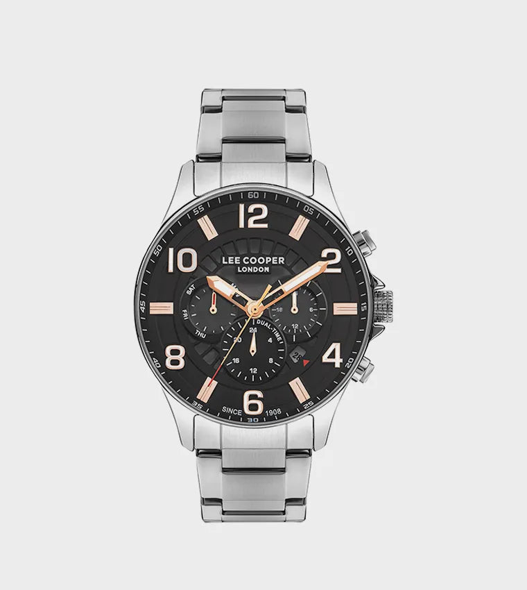 ساعة يد لي كوبر متعددة الوظائف بسوار ستانلس ستيل للرجال