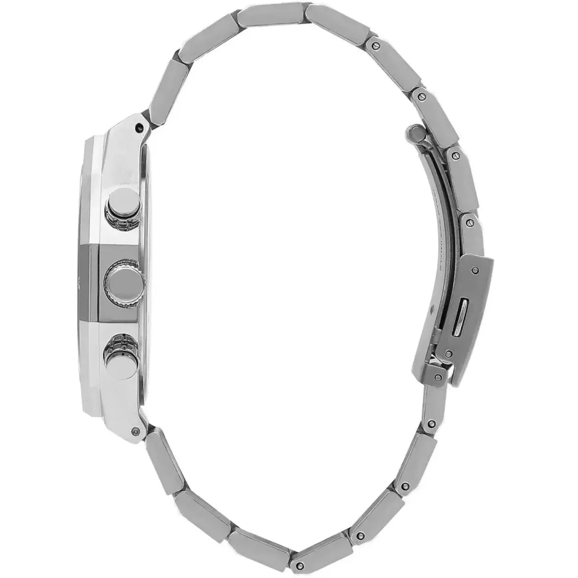 ساعة يد رجالية من لي كوبر بهيكل فضي ثماني وميناء فيروزي بعدادات كرونوغراف