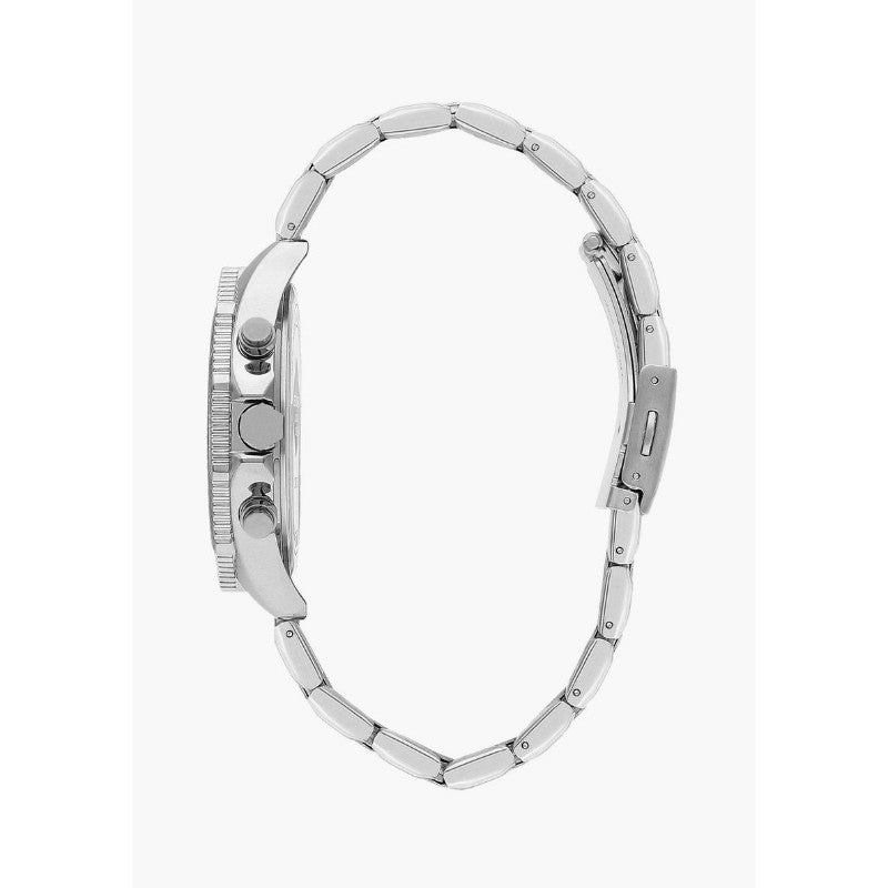 ساعة يد لي كوبر رجالي متعددة الوظائف بسوار ستانلس ستيل فضي وميناء كحلي