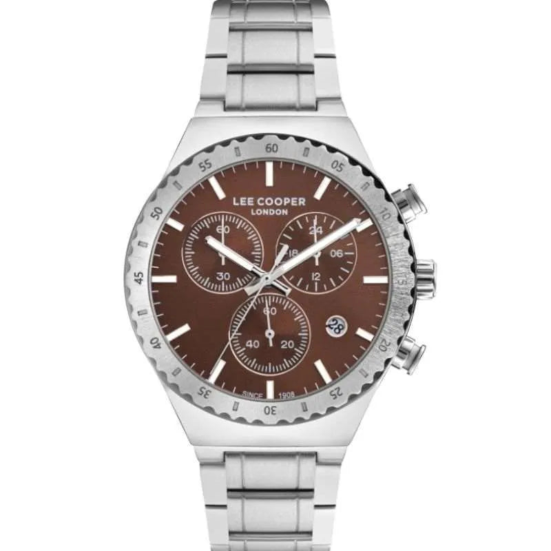ساعة يد لي كوبر كرونوجراف بسوار ستانلس ستيل للرجال